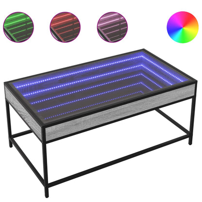 Tavolino da Salotto con LED Infinity Grigio Sonoma 90x50x41 cm