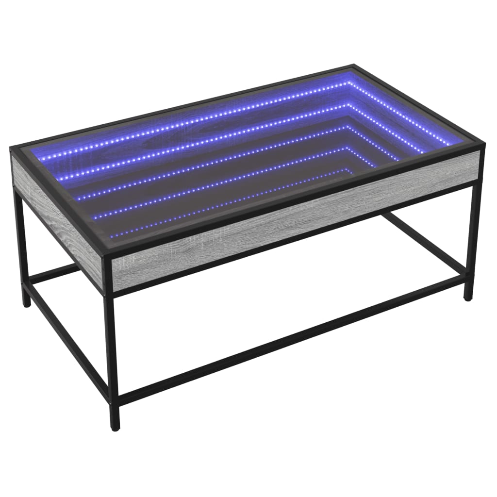 Tavolino da Salotto con LED Infinity Grigio Sonoma 90x50x41 cm