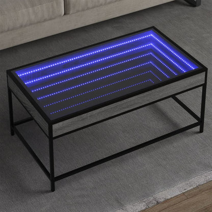 Tavolino da Salotto con LED Infinity Grigio Sonoma 90x50x41 cm
