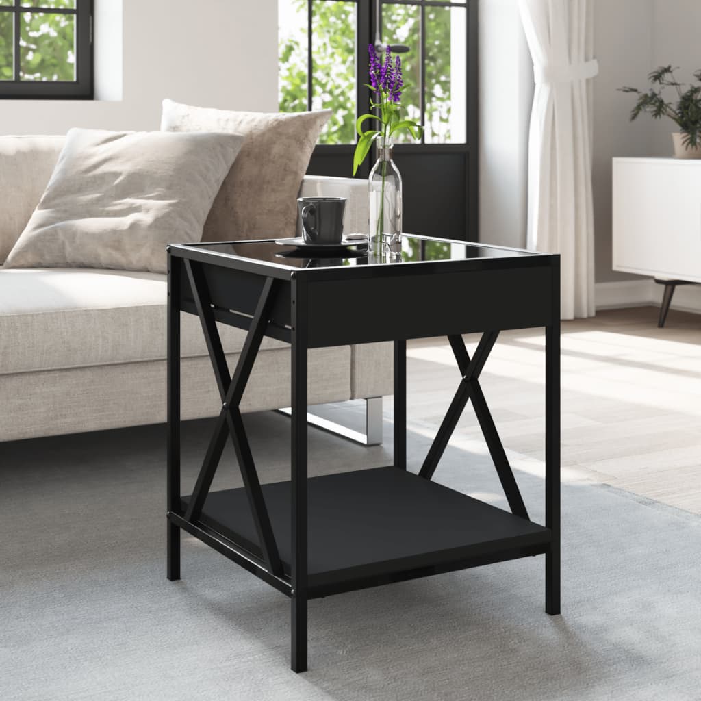 Tavolino da Salotto con LED Infinity Nero 40x40x49 cm