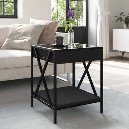 Tavolino da Salotto con LED Infinity Nero 40x40x49 cm