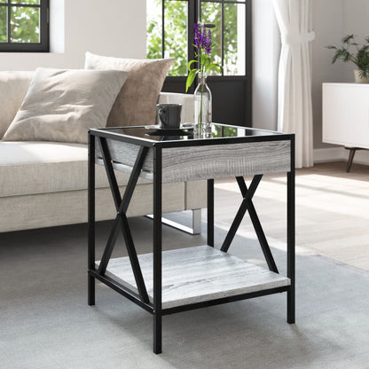 Tavolino da Salotto con LED Infinity Grigio Sonoma 40x40x49 cm