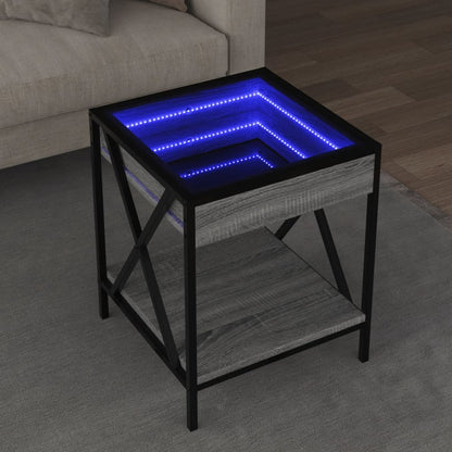 Tavolino da Salotto con LED Infinity Grigio Sonoma 40x40x49 cm