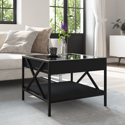 Tavolino da Salotto con LED Infinity Nero 50x50x38 cm