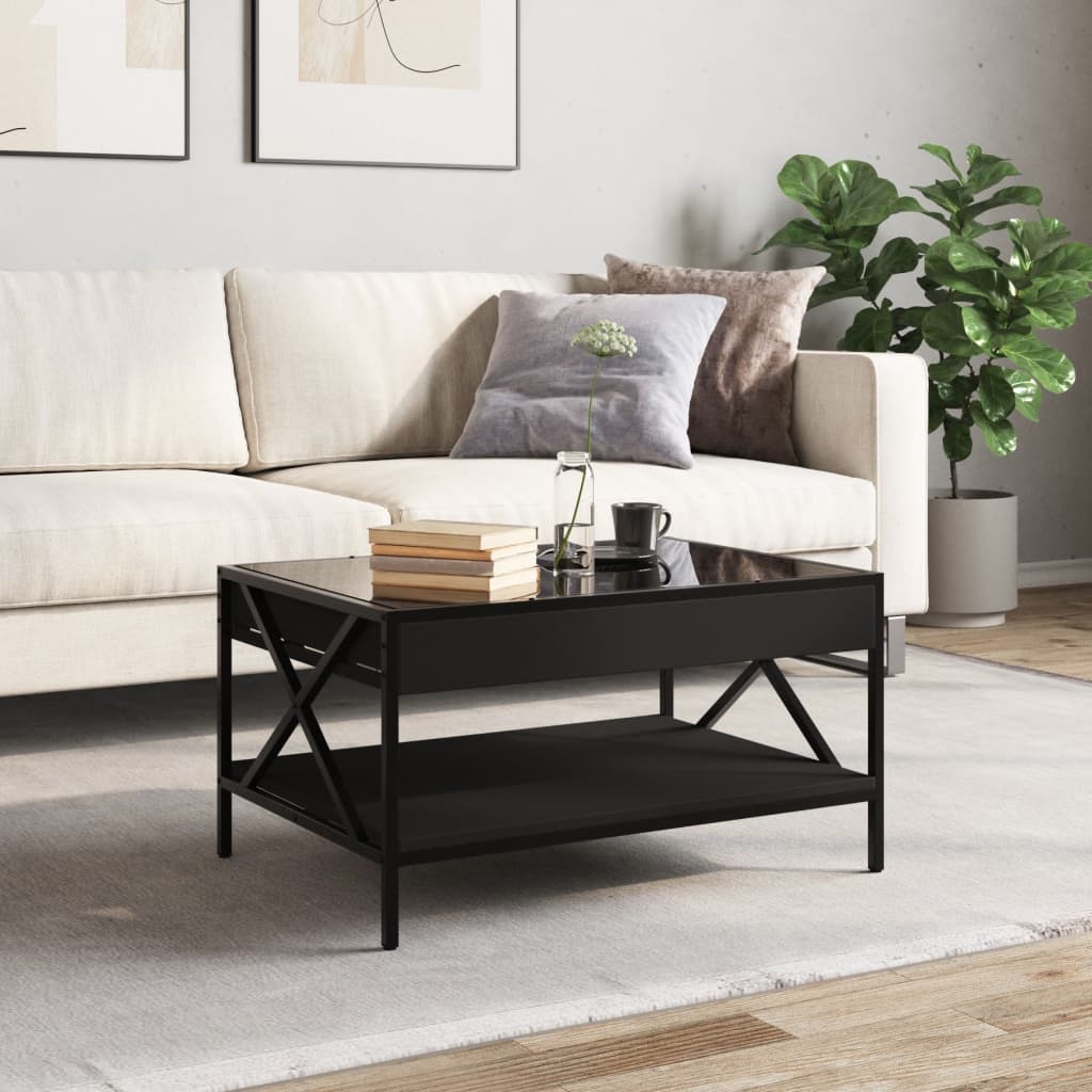 Tavolino da Salotto con LED Infinity Nero 70x50x38 cm