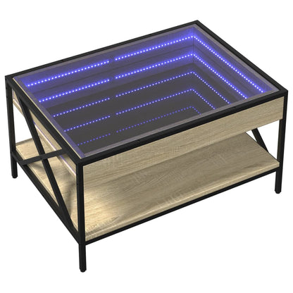 Tavolino da Salotto con LED Infinity Rovere Sonoma 70x50x38 cm