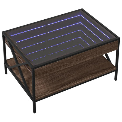 Tavolino da Salotto con LED Infinity Rovere Marrone 70x50x38 cm