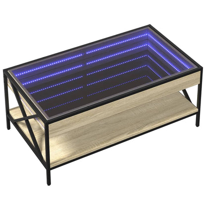 Tavolino da Salotto con LED Infinity Rovere Sonoma 90x50x38 cm
