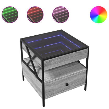 Tavolino da Salotto con LED Infinity Grigio Sonoma 50x50x51 cm