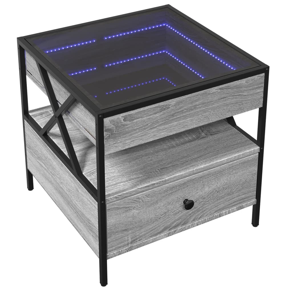 Tavolino da Salotto con LED Infinity Grigio Sonoma 50x50x51 cm