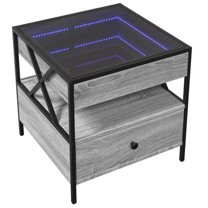 Tavolino da Salotto con LED Infinity Grigio Sonoma 50x50x51 cm