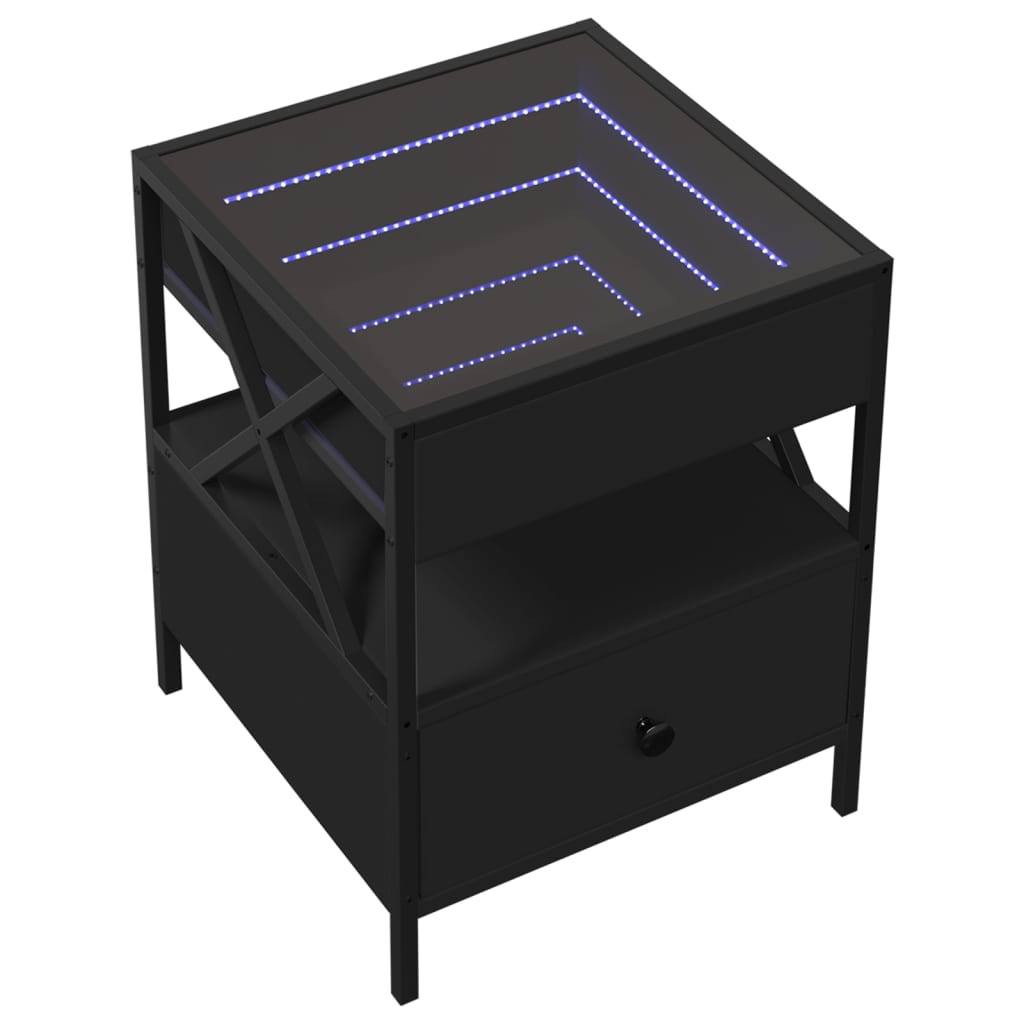 Tavolino da Salotto con LED Infinity Nero 40x40x51 cm
