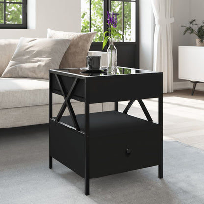 Tavolino da Salotto con LED Infinity Nero 40x40x51 cm