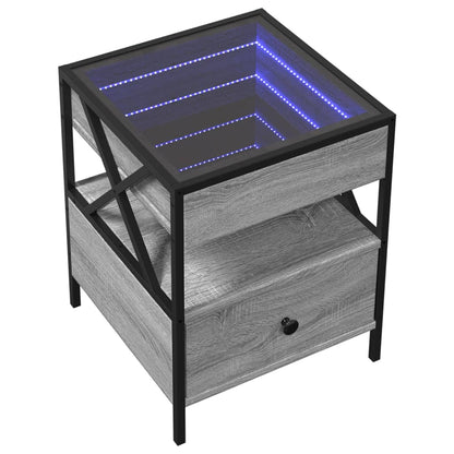 Tavolino da Salotto con LED Infinity Grigio Sonoma 40x40x51 cm