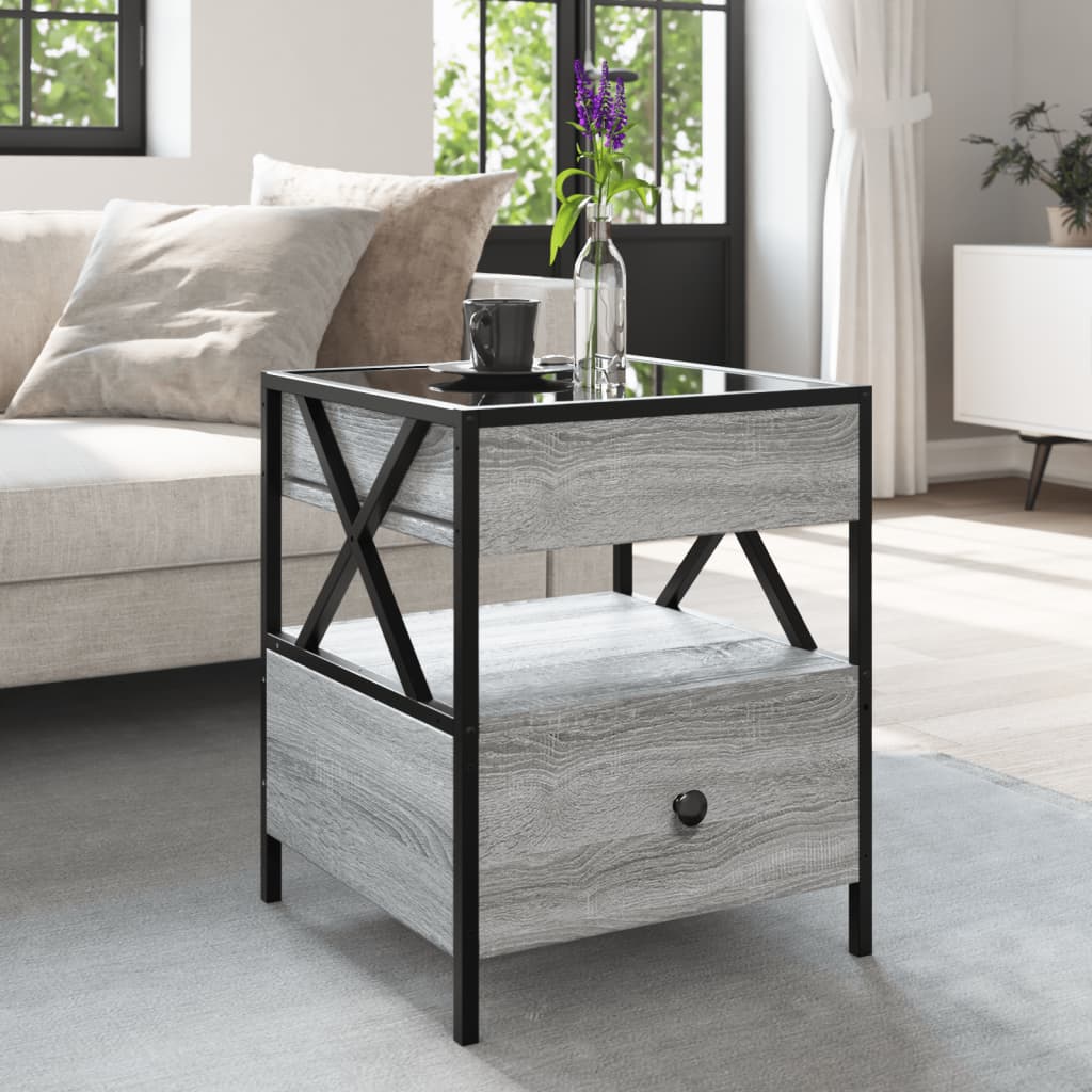 Tavolino da Salotto con LED Infinity Grigio Sonoma 40x40x51 cm