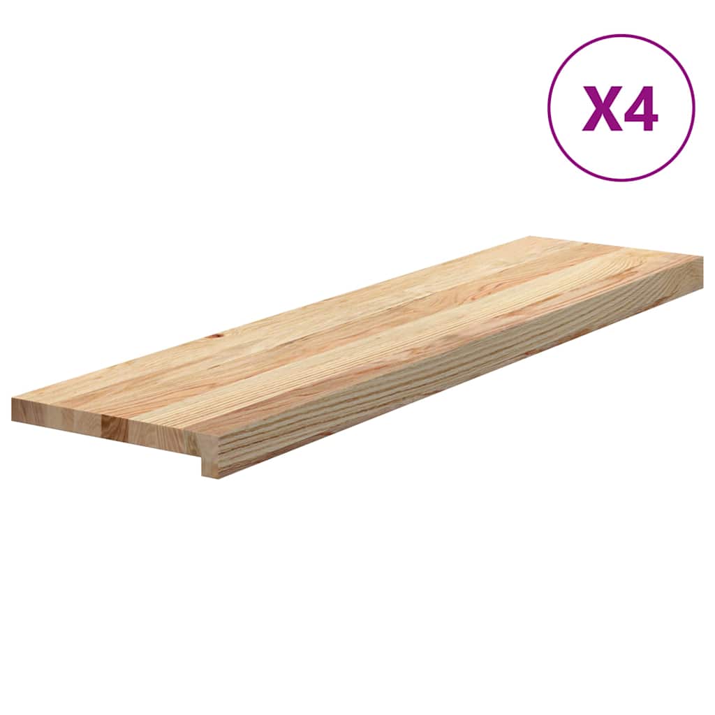 Gradini 4 pz 100x25x2 cm in Rovere Massello Non Trattato