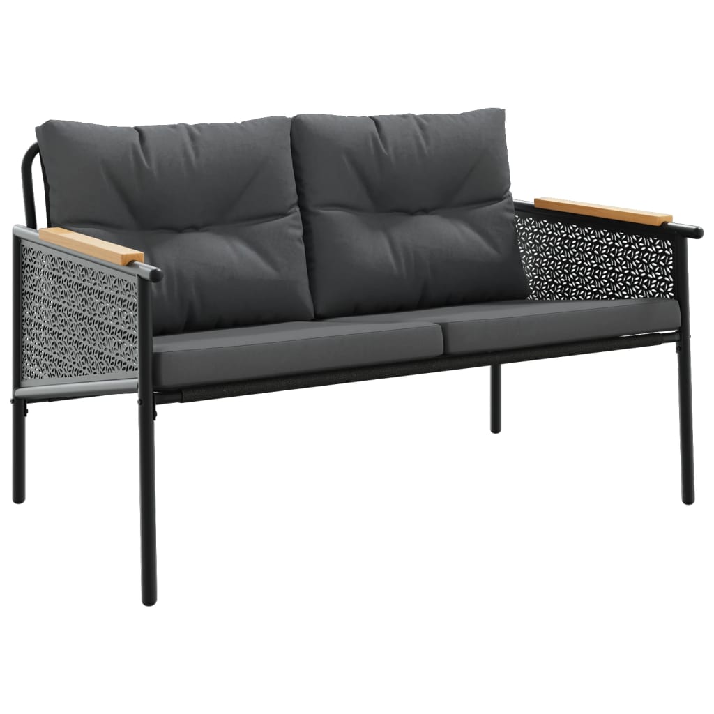 Set Mobili da Balcone 3 pz con Cuscini Nero in Acciaio