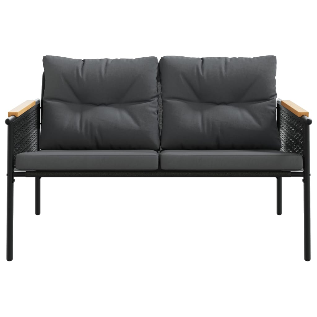 Set Mobili da Balcone 3 pz con Cuscini Nero in Acciaio