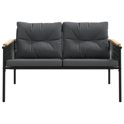 Set Mobili da Balcone 3 pz con Cuscini Nero in Acciaio