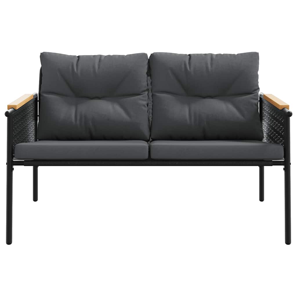 Set Mobili da Balcone 5 pz con Cuscini Nero in Acciaio