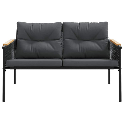 Set Mobili da Balcone 5 pz con Cuscini Nero in Acciaio