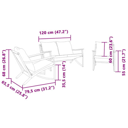 Set Mobili da Balcone 3 pz con Cuscini Nero in Acciaio