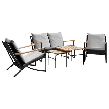 Set Mobili da Balcone 5 pz con Cuscini Nero in Acciaio