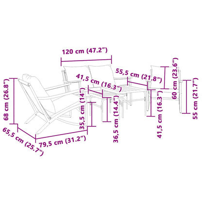 Set Mobili da Balcone 5 pz con Cuscini Nero in Acciaio