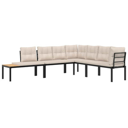 Set Panche Giardino Cuscini 4pz Nero Acciaio Verniciato Polvere