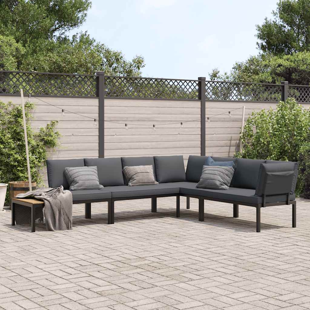 Set Divani da Giardino 4 pz con Cuscini in Alluminio Nero
