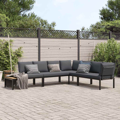 Set Divani da Giardino 4 pz con Cuscini in Alluminio Nero