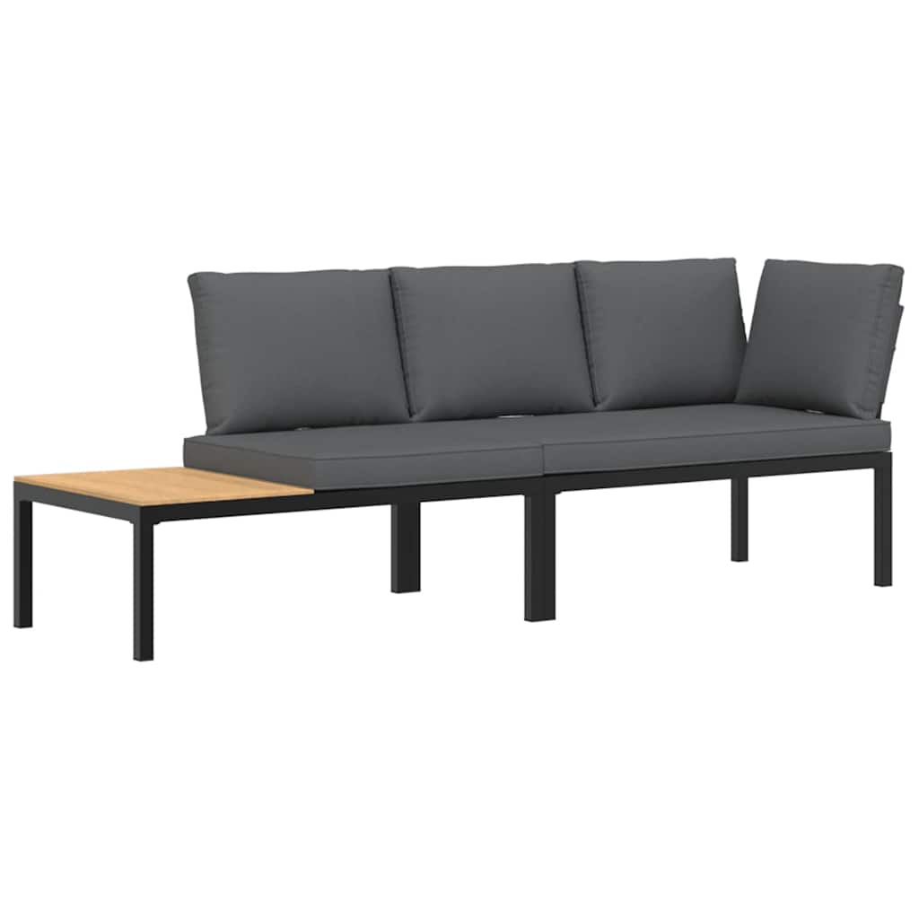 Set Divani da Giardino 2 pz con Cuscini in Alluminio Nero