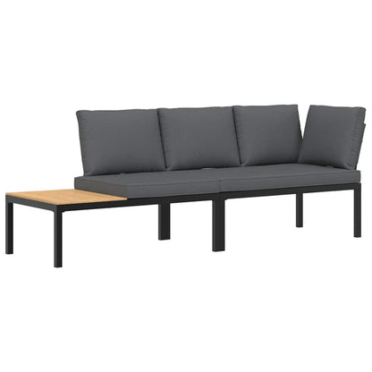 Set Divani da Giardino 2 pz con Cuscini in Alluminio Nero