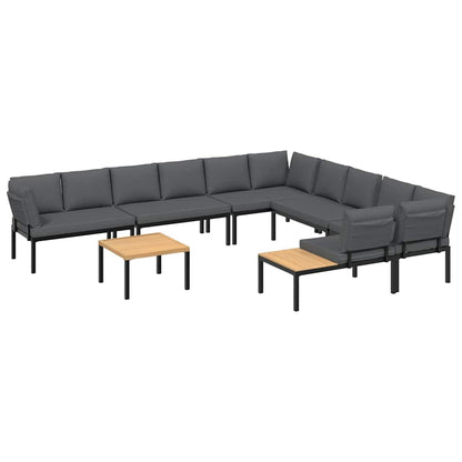 Set Divani da Giardino 7 pz con Cuscini in Alluminio Nero