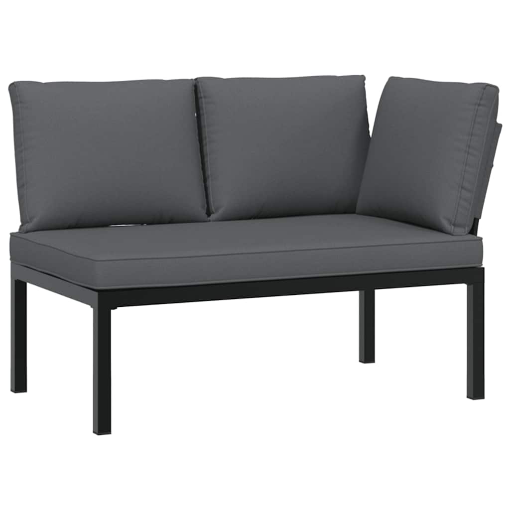 Set Divani da Giardino 7 pz con Cuscini in Alluminio Nero