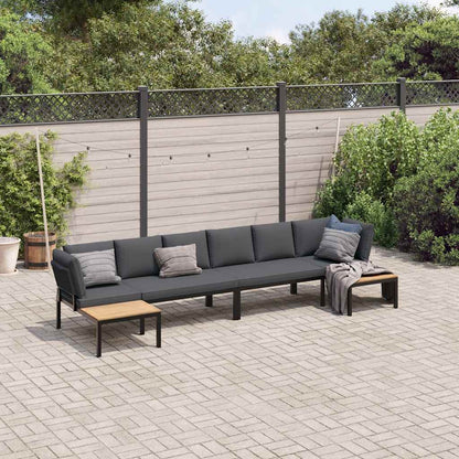 Set Divani da Giardino 4 pz con Cuscini in Alluminio Nero
