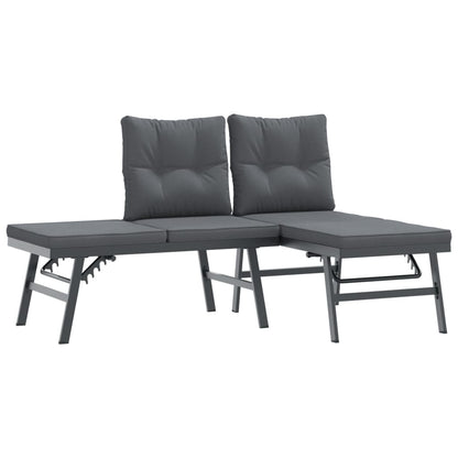 Set Panche Giardino Cuscini 7pz Nere Acciaio Verniciato Polvere