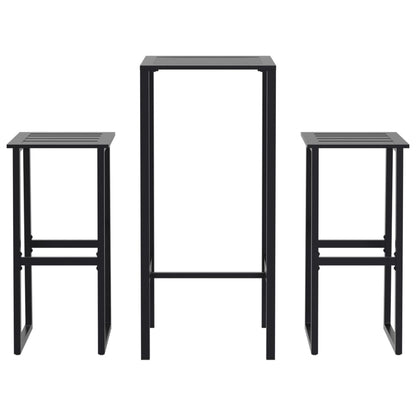 Set Bar da Giardino 3pz Nero in Acciaio Verniciato a Polvere