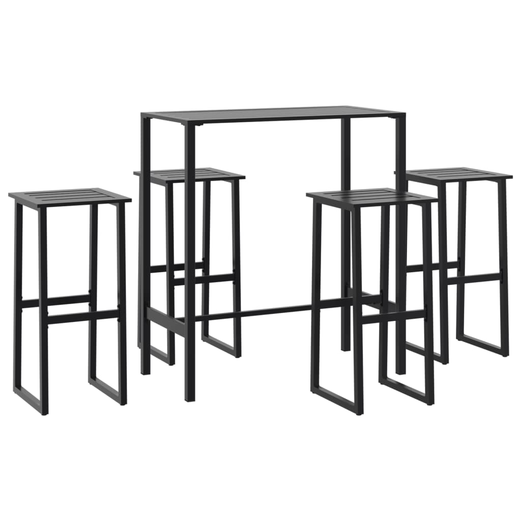 Set Bar da Giardino 5pz Nero in Acciaio Verniciato a Polvere