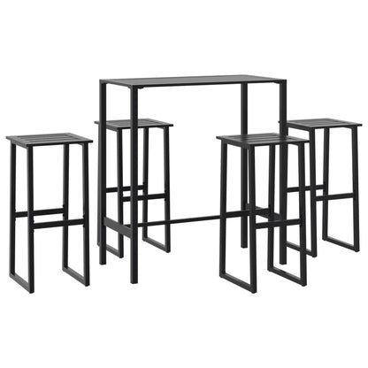 Set Bar da Giardino 5pz Nero in Acciaio Verniciato a Polvere