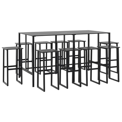 Set Bar da Giardino 11pz Nero in Acciaio Verniciato a Polvere