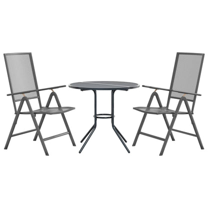 Set Sedie Giardino Reclinabili 3pz Antracite Acciaio Verniciato