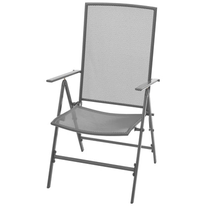Set Sedie Giardino Reclinabili 3pz Antracite Acciaio Verniciato