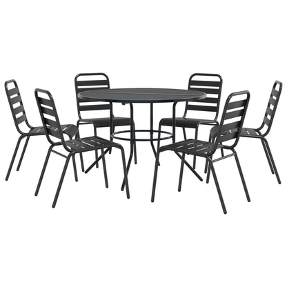 Set Sedie Giardino Impilabili 7pz Antracite Acciaio Verniciato