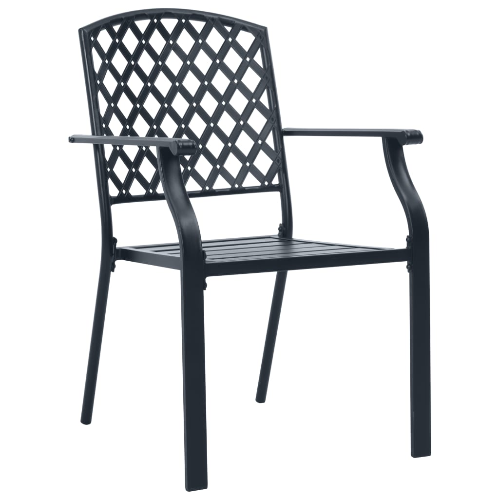 Set Sedie Giardino Impilabili 7pz Antracite Acciaio Verniciato