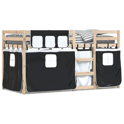 Letto a Castello senza Materasso Bianco e Nero 80x200cm in Pino