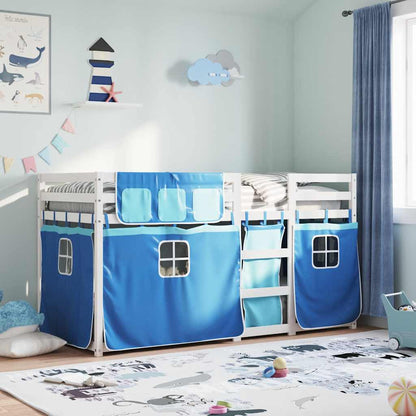Letto a Castello senza Materasso Blu 80x200 cm Massello Pino