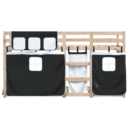 Letto a Castello senza Materasso Bianco e Nero 90x190cm in Pino
