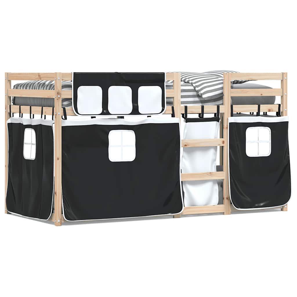 Letto a Castello senza Materasso Bianco e Nero 75x190 cm inPino