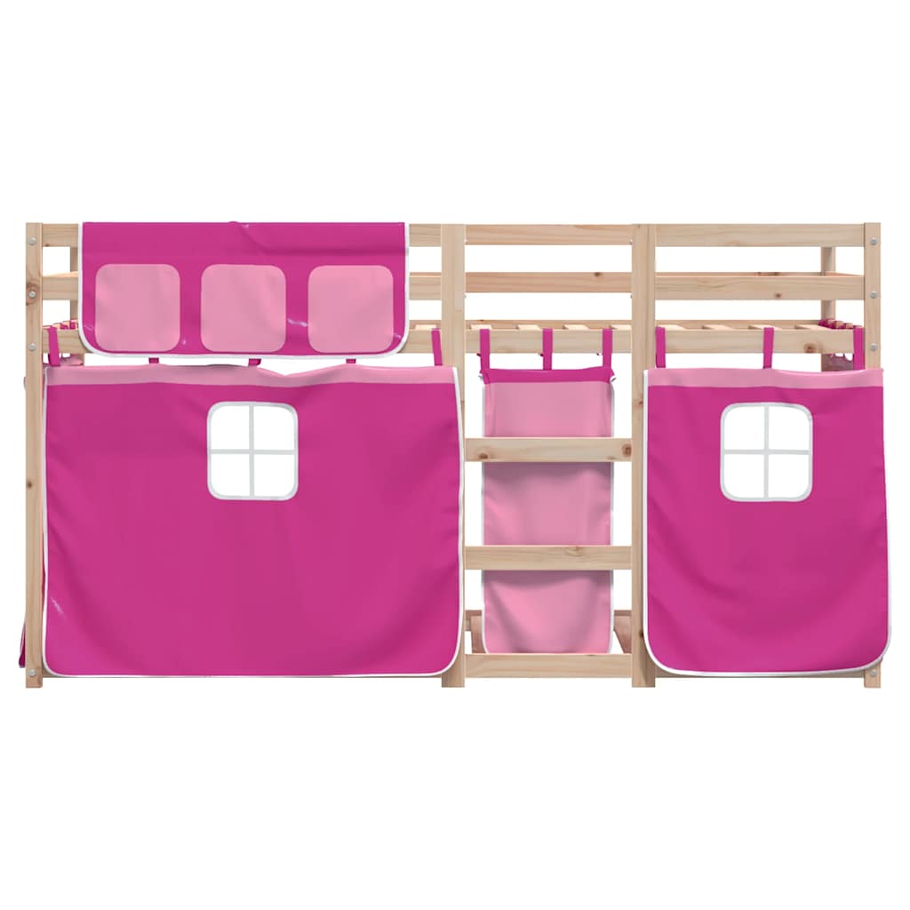 Letto a Castello senza Materasso Rosa 75x190 cm Legno di Pino